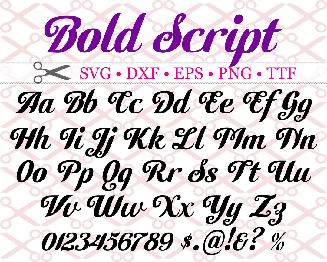Bold Script SVG, Cursive Font, Fancy Script Font Svg, Dxf, Eps, Png ...