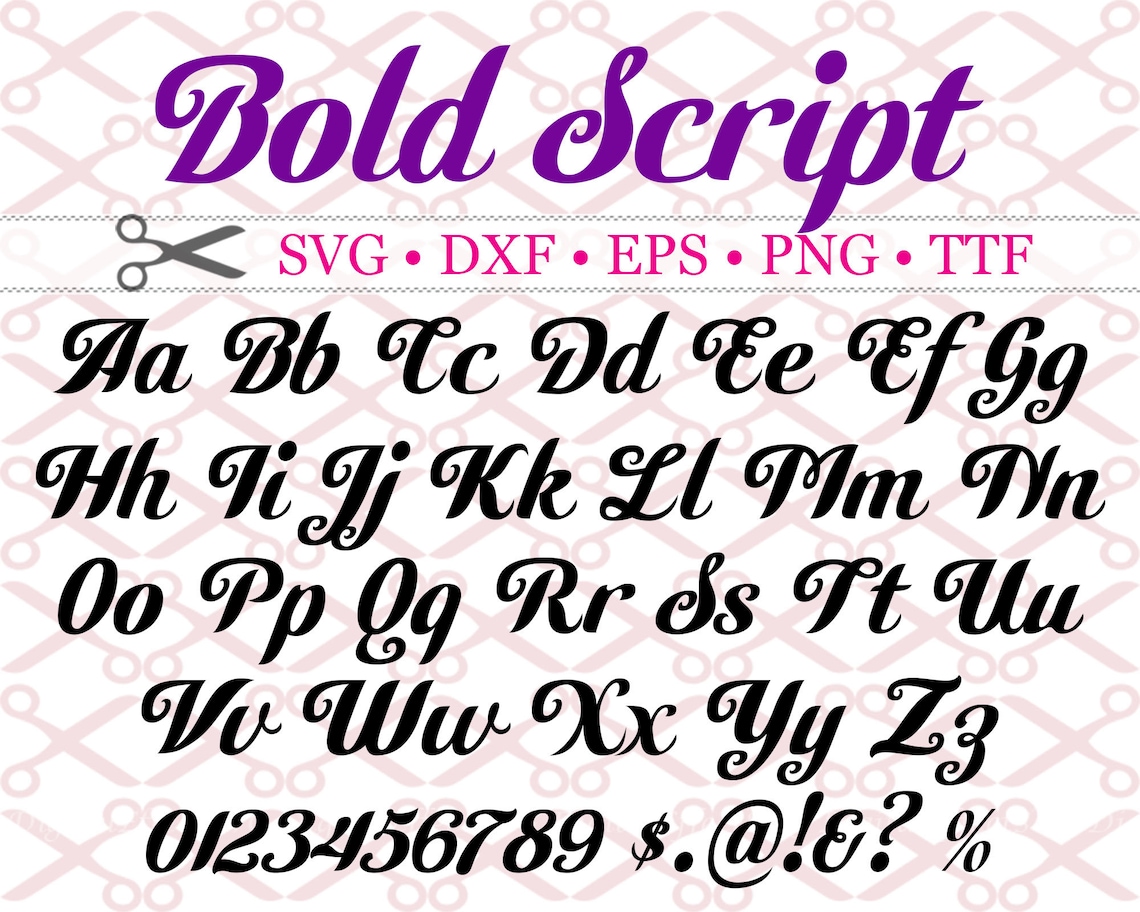 Bold Script SVG, Cursive Font, Fancy Script Font Svg, Dxf, Eps, Png ...