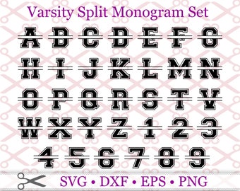 SPLIT Letter MONOGRAM Varsity Letters Svg, Dxf, Eps, Png Files, Silhouette Studio, Split Monogram Svg, Cut Files, Cricut Files, College Svg