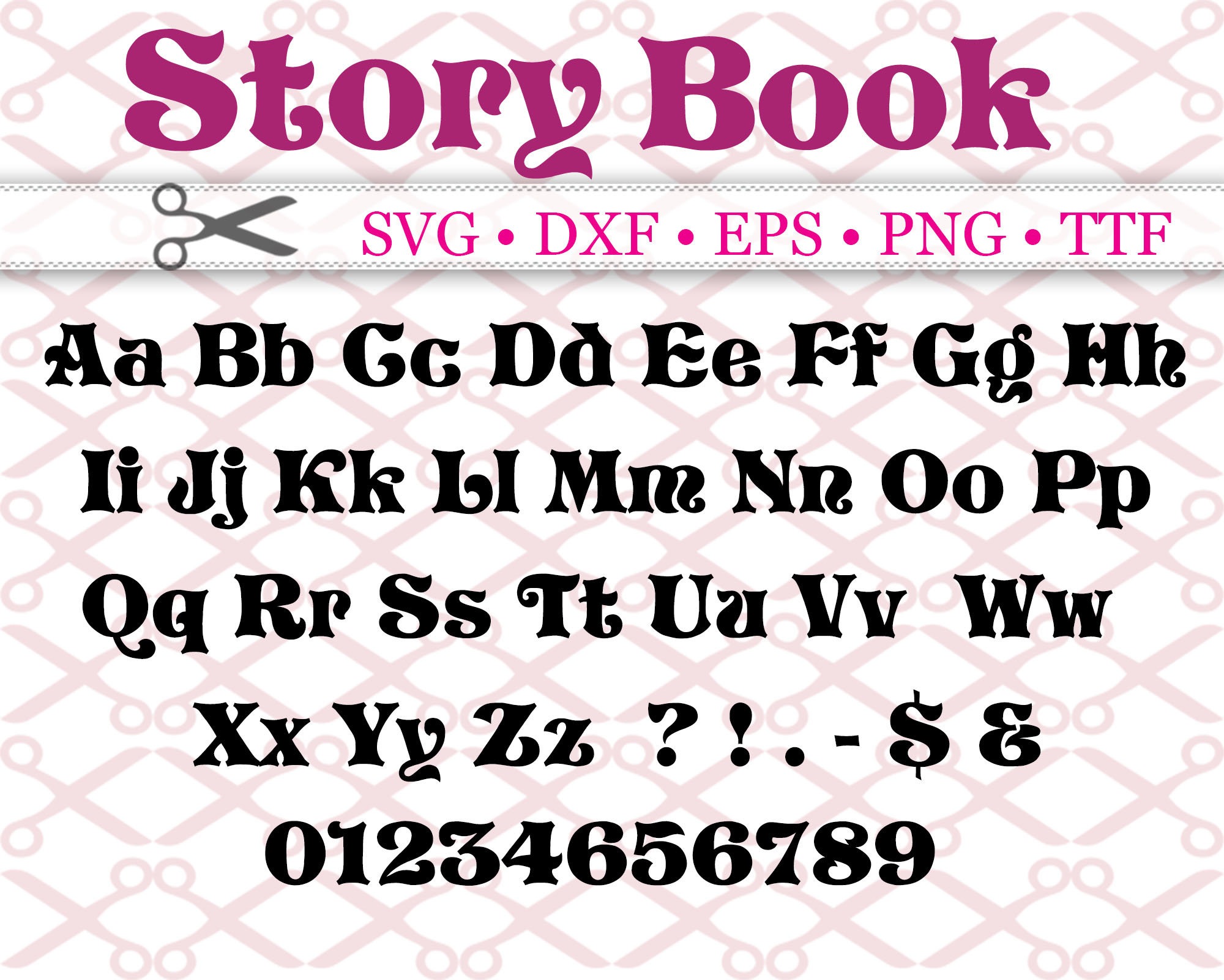 Storybook Calligraphy Font Monogram Svg, Dxf, Eps, Png TTF