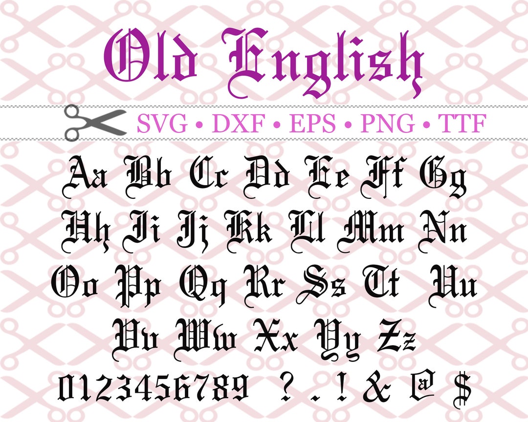 old english font letters, gothic alphabet free svg files - SVG Heart