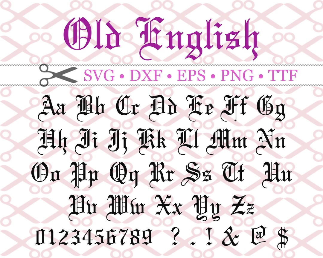 OLD ENGLISH モノグラム SVG フォント、ゴシック体文字、SVG
