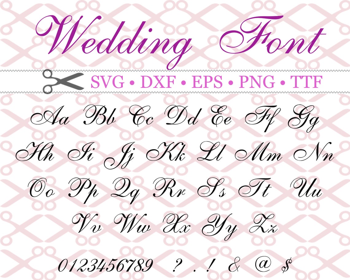 Wedding Script Monogram Font Svg Dxf Eps Png TTF Font | Etsy