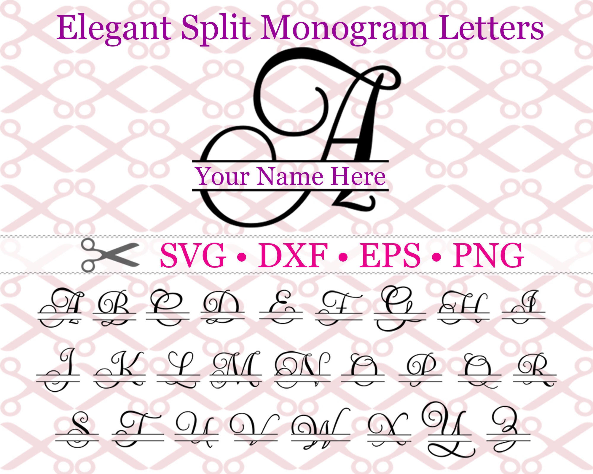 Fancy Monogram Alphabet Stencil - Monogram Extra Swirl Font