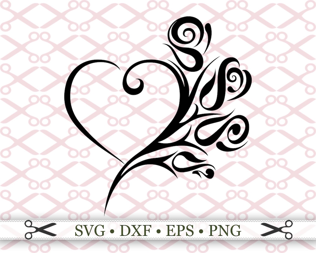 Tapa Design Heart SVG Tribal Heart SVG Heart SVG Digital 