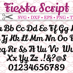FIESTA Script SVG, Decorative Font,  Retro Script Monogram Svg, Dxf, Eps, Png;  Fancy Script, Cursive Font, Silhouette & Cricut, Bonus TTF
