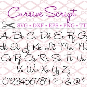 Script cursivo SVG, fonte de monograma de script manuscrito Svg, Dxf, EPS, PNG; script manuscrito, fonte cursiva TTF, arquivos Silhouette, Cricut Svg