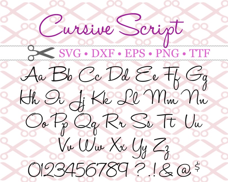 CURSIVE Script SVG Handwriting Script Monogram Font Svg Dxf - Etsy