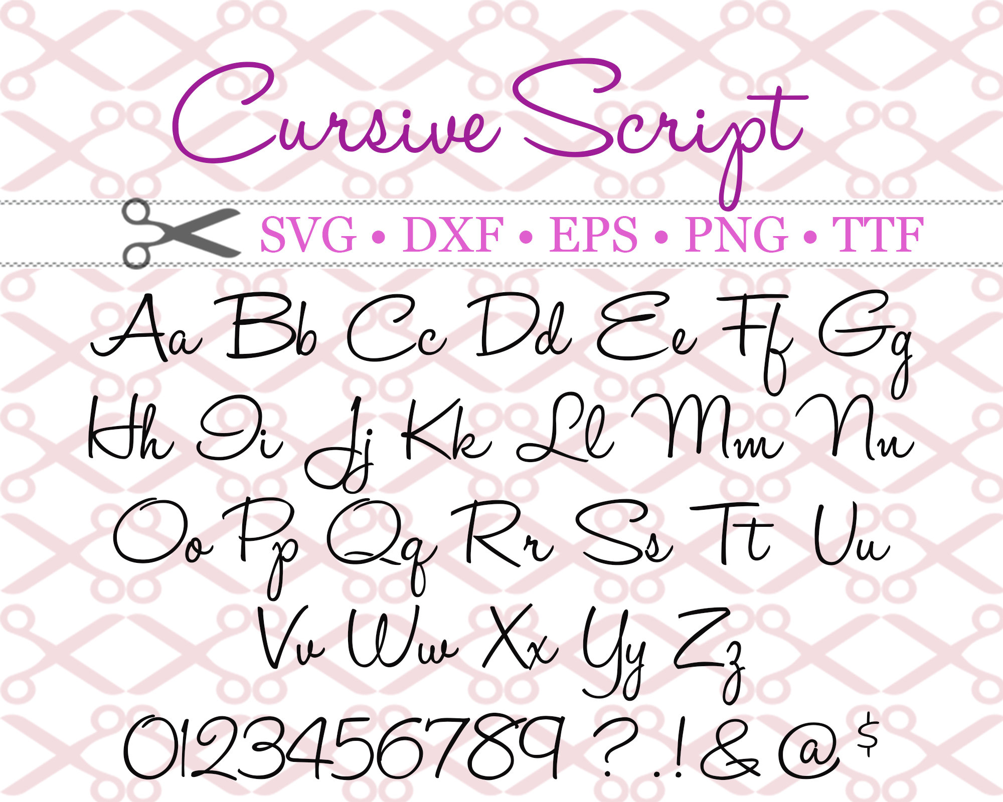 CURSIVE Script SVG, Handwriting Script Monogram Font Svg, Dxf, Eps, Png ...
