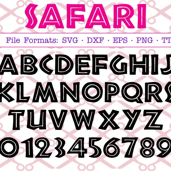 SAFARI Monogram Svg Letters & Numbers, Svg Dxf Eps, Png. Capital Letters, TTF font file, Svg Monogram Letters Cricut Silhouette; Cut Files