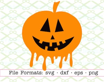 Halloween Pumpkin SVG, Dxf, Eps & Png. Jack O Lantern Svg, Files for Cricut, Silhouette; Halloween Svg, Slime SVG, Dripping Svg, Spooky Svg