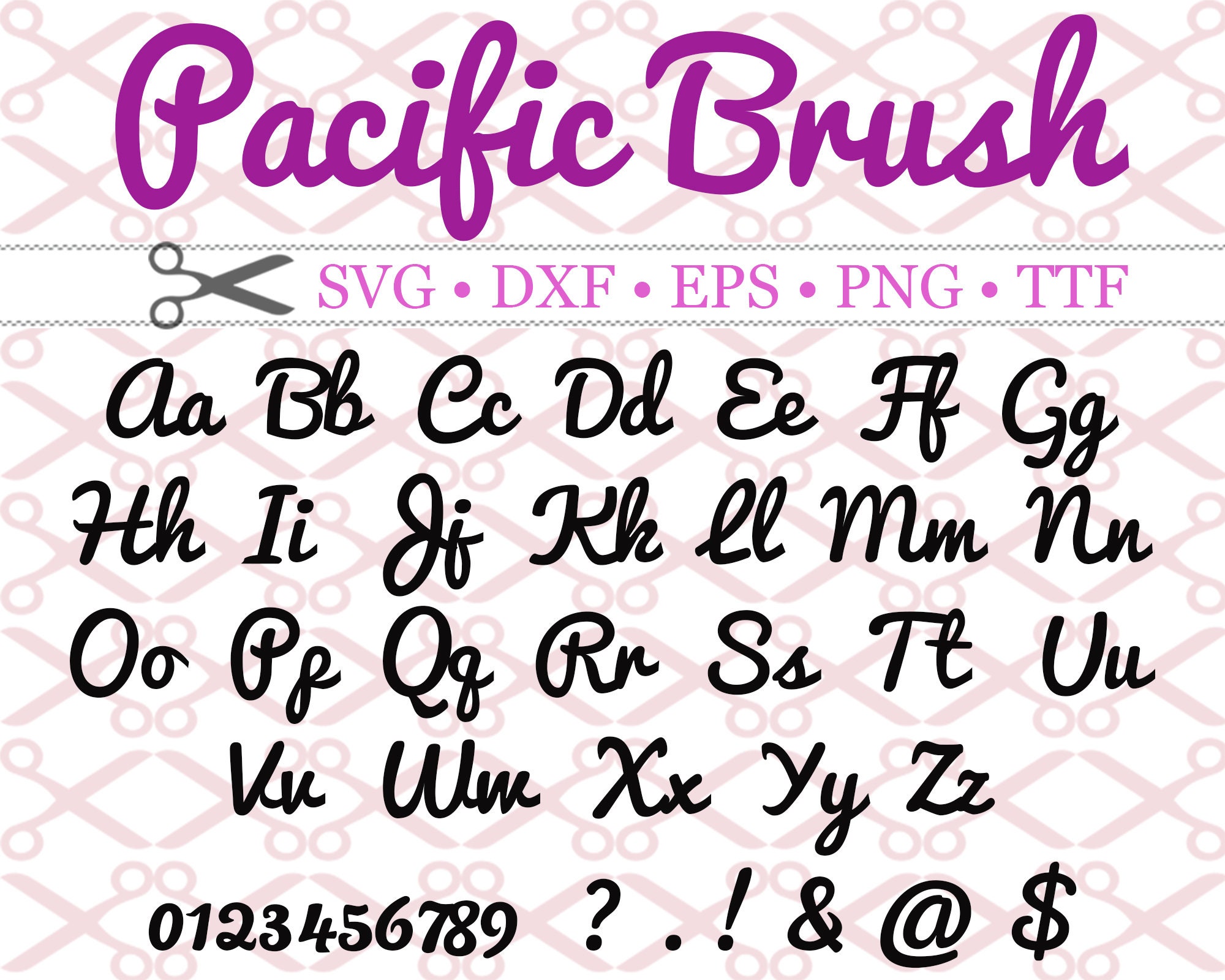 PACIFIC Brush Script SVG, Script Monogram Font Svg, Dxf, Eps, Png Bold