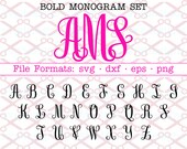 BOLD MONOGRAM Svg, Fancy Letters Svg, Dxf, Eps, Png, 26 Bold Scroll Letters Svg, Digital Cut Files for Cricut & Silhouette