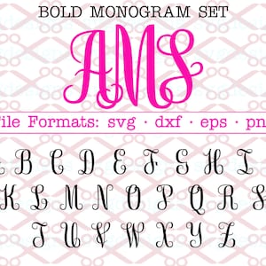 MONOGRAMA EM NEGRITO Svg, Letras Elegantes Svg, Dxf, Eps, PNG, 26 Letras em Negrito Svg, Arquivos de Corte Digital para Cricut e Silhouette