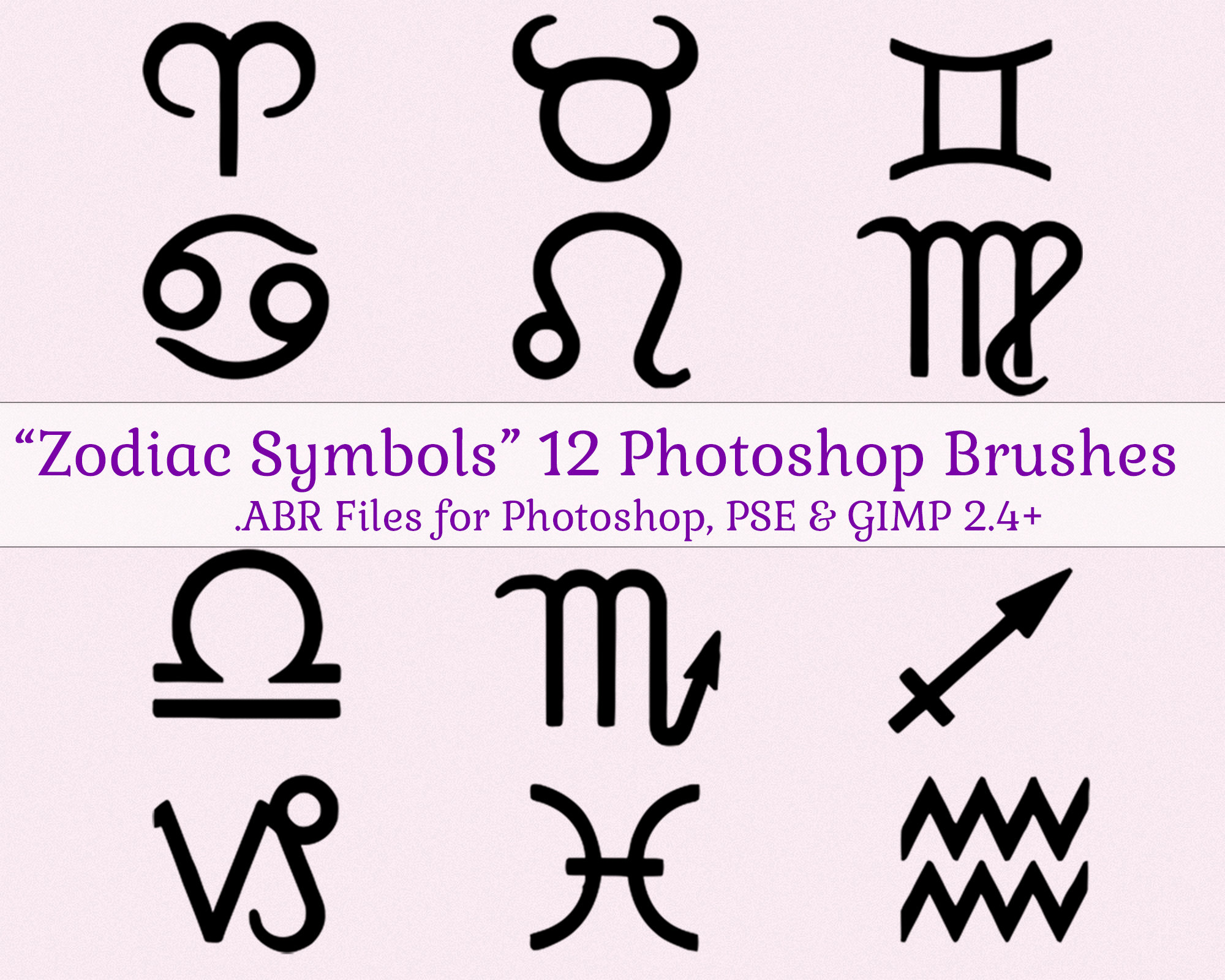 BRUSHES Zodiac Symbols 12 Zodiac Symbols ABR Files Etsy
