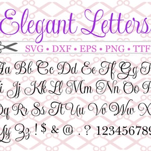Elegante Schriftart, elegantes Monogramm SVG Dxf Eps Pngs & TTF-Datei, Hochzeitsschrift, ausgefallene Schriftart für Cricut und Silhouette, Schnittdateien digitaler Download