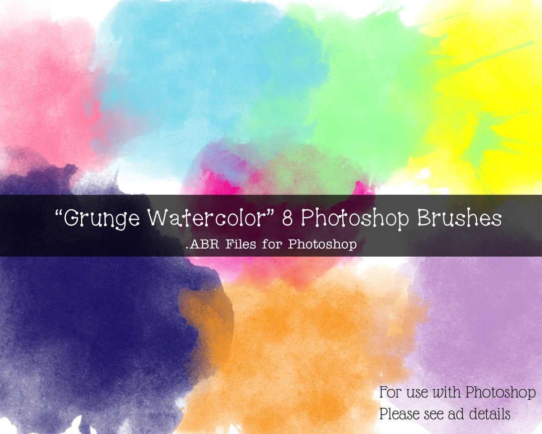 BRUSHES, 8 Grunge Watercolor Splash Style Brushes, ABR Files