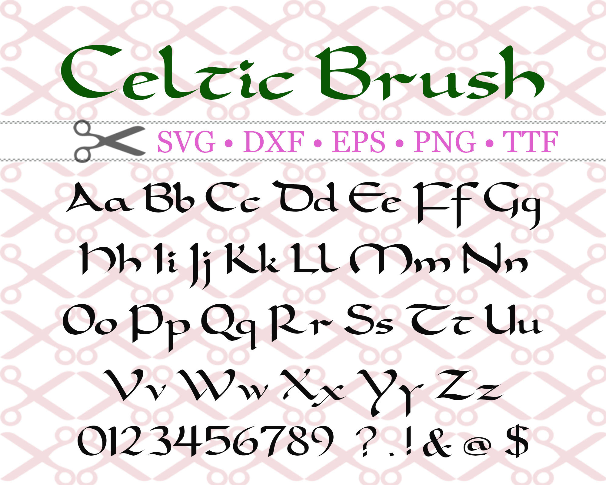 CELTIC BRUSH Script Calligraphy Font Svg Dxf Eps Png Irish Etsy Australia
