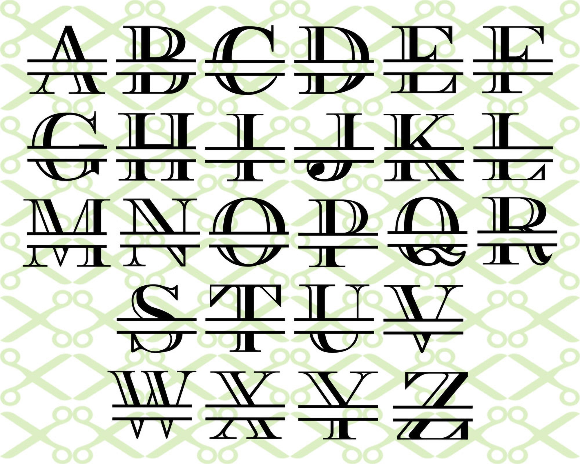 Split Monogram R Templages Classic Split MONOGRAM Svg, Dxf, Eps, Png Files, Outline Split Monogram ...