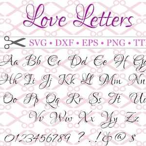 Cartas de Amor Monograma com Script Extravagante Svg, Dxf, Eps, PNG, Arquivo TTF, Monograma Faça Você Mesmo, Script Extravagante, Letras Cursivas, Arquivos Silhouette, Cricut, Svg