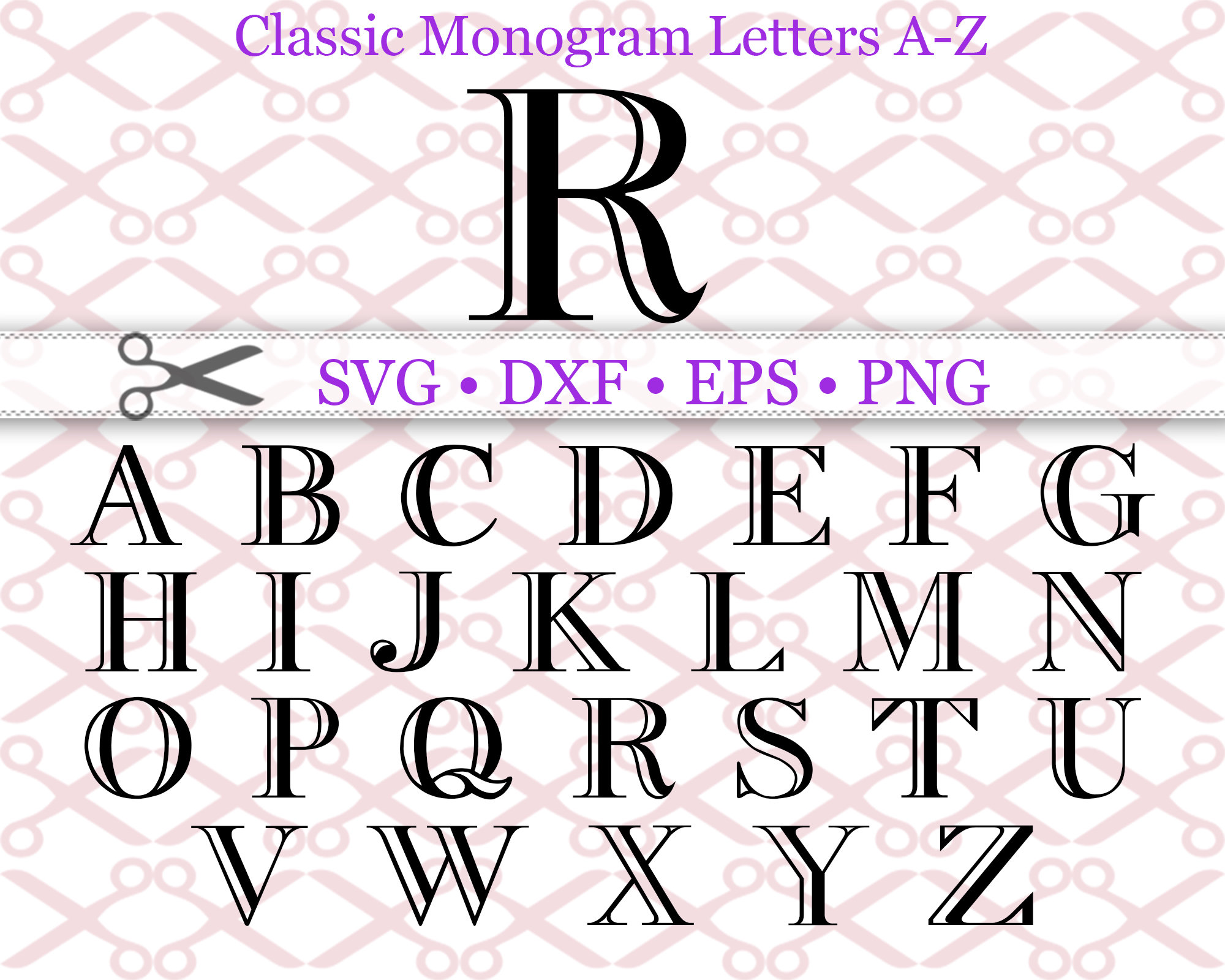 Classic MONOGRAM Svg Dxf Eps Png Outline Monogram Svg | Etsy