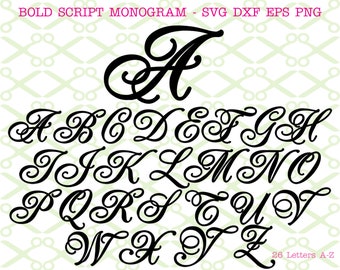 how to write fancy letter BOLD SCRIPT MONOGRAM Svg, Fancy Letters Svg, Dxf, Eps, Png, 26 Fancy Script Letters Svg, Wedding Monogram, Files for Cricut & Silhouette