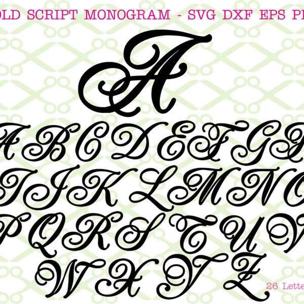 fancy letter writing paper BOLD SCRIPT MONOGRAM Svg, Fancy Letters Svg, Dxf, Eps, Png, 26 Fancy Script Letters Svg, Wedding Monogram, Files for Cricut & Silhouette