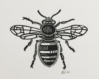 Bee | Handmade Linocut Print