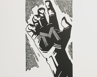 Póster de la película M de Fritz Lang / Impresión linográfica de edición limitada hecha a mano