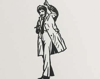 Columbo | Encore une chose... | Impression linogravée en édition limitée faite à la main