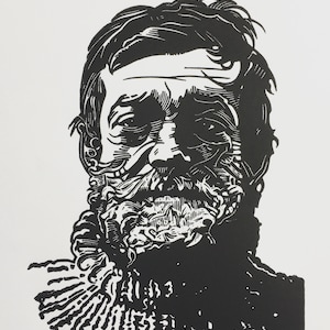 Ernest Shackleton | Handmade Limited Edition Linocut Print