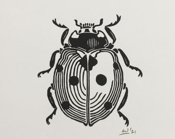 Ladybird | Ladybug | Handmade Linocut Print