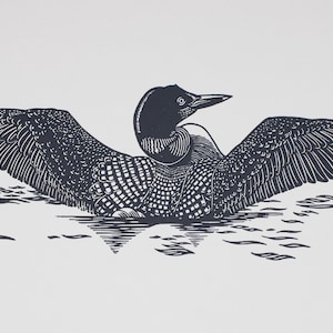 Loon / Impresión en linóleo de edición limitada hecha a mano / INK805