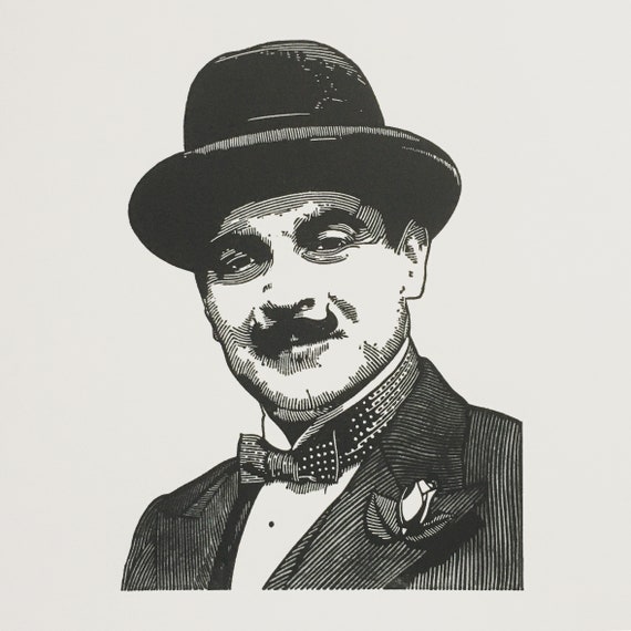 David Suchet | Agatha Christie's Hercule Poirot | Handmade Limited Edition Linocut Print | INK043