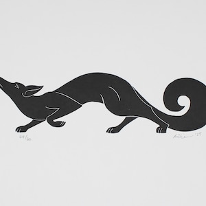 Art Deco Fox linocut print by Inkshed Press