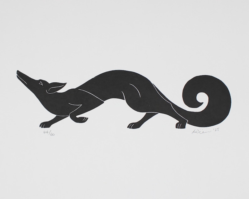 Art Deco Fox linocut print by Inkshed Press