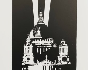 St Paul's Cathedral | London | VE Day 1945 | Handmade Limited Edition Linocut Print