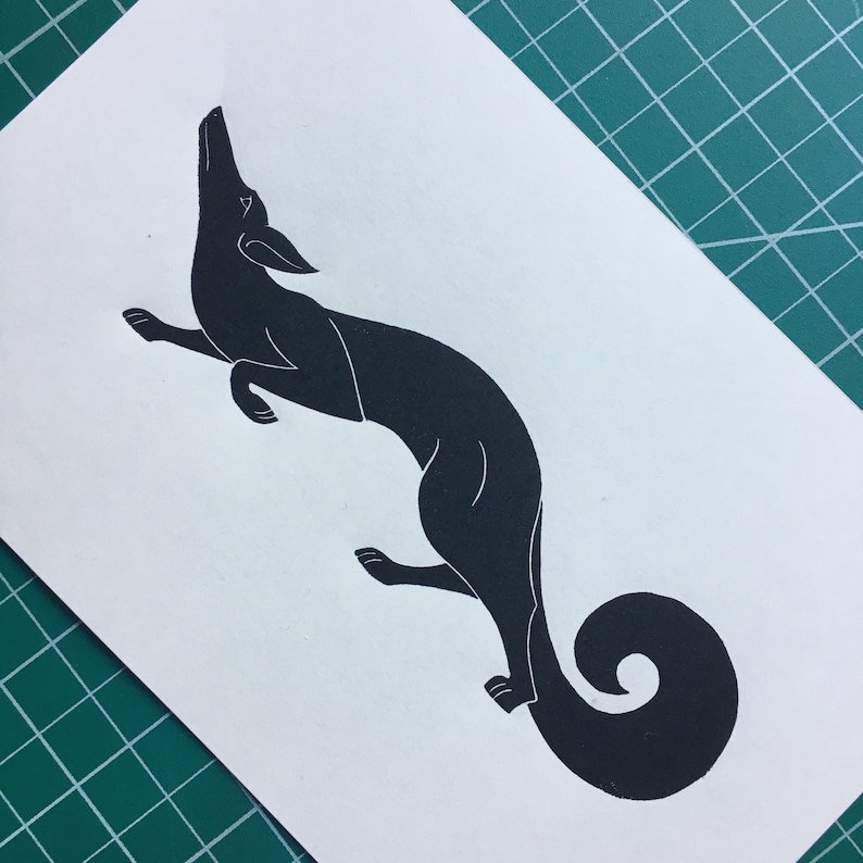 Art Deco Fox linocut print by Inkshed Press