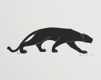 Panther | Handmade Limited Edition Linocut Print