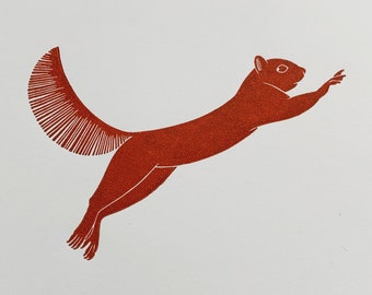 Red Squirrel | Handmade Limited Edition Linocut Print