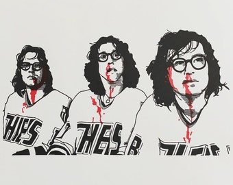 Slap Shot | The Hanson Brothers | Ice Hockey Movie | Handmade Limited Edition Linocut Print