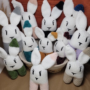 Doudou lapin pour bébé, peluche fait main au crochet pour nouveau né image 6