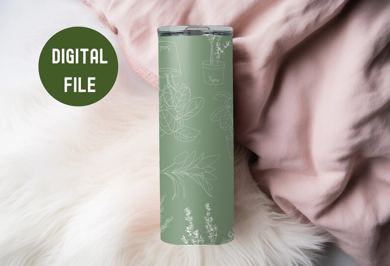 Sage Green Tumbler Wrap / INSTANT DOWNLOAD / 20 Oz Skinny Staight
