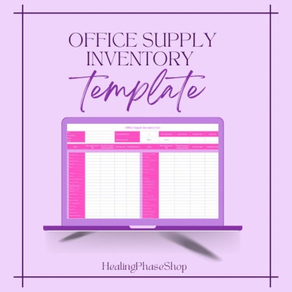 Office Supply Inventory List Planner Template Spreadsheet for Excel and Google Sheets for Business Use
