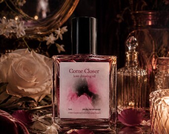 Come Closer Perfume Oil | Love Attraction Oil Rose, Jasmine, Vanilla, Patchouli Blend (1oz)