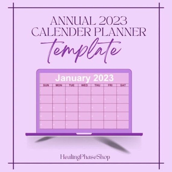 Annual 2023 Calender Planner Template Spreadsheet for Excel Etsy