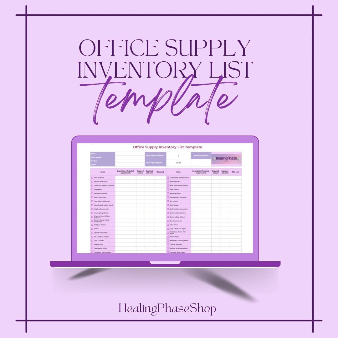 Office Supplies List Template
