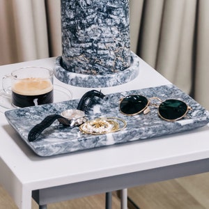 Handmade Travertine Marble Serving Tray: Dining Table Centerpiece (12x6 Inch Rectangle)