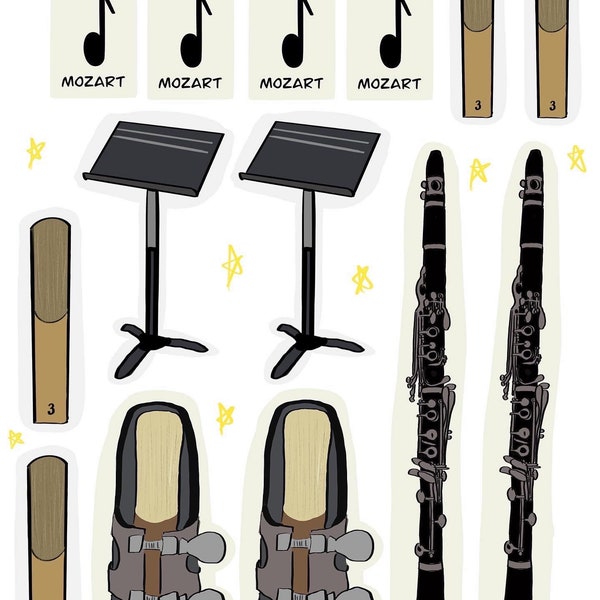 Cool Clarinet Sticker Sheets (2 Sheets)