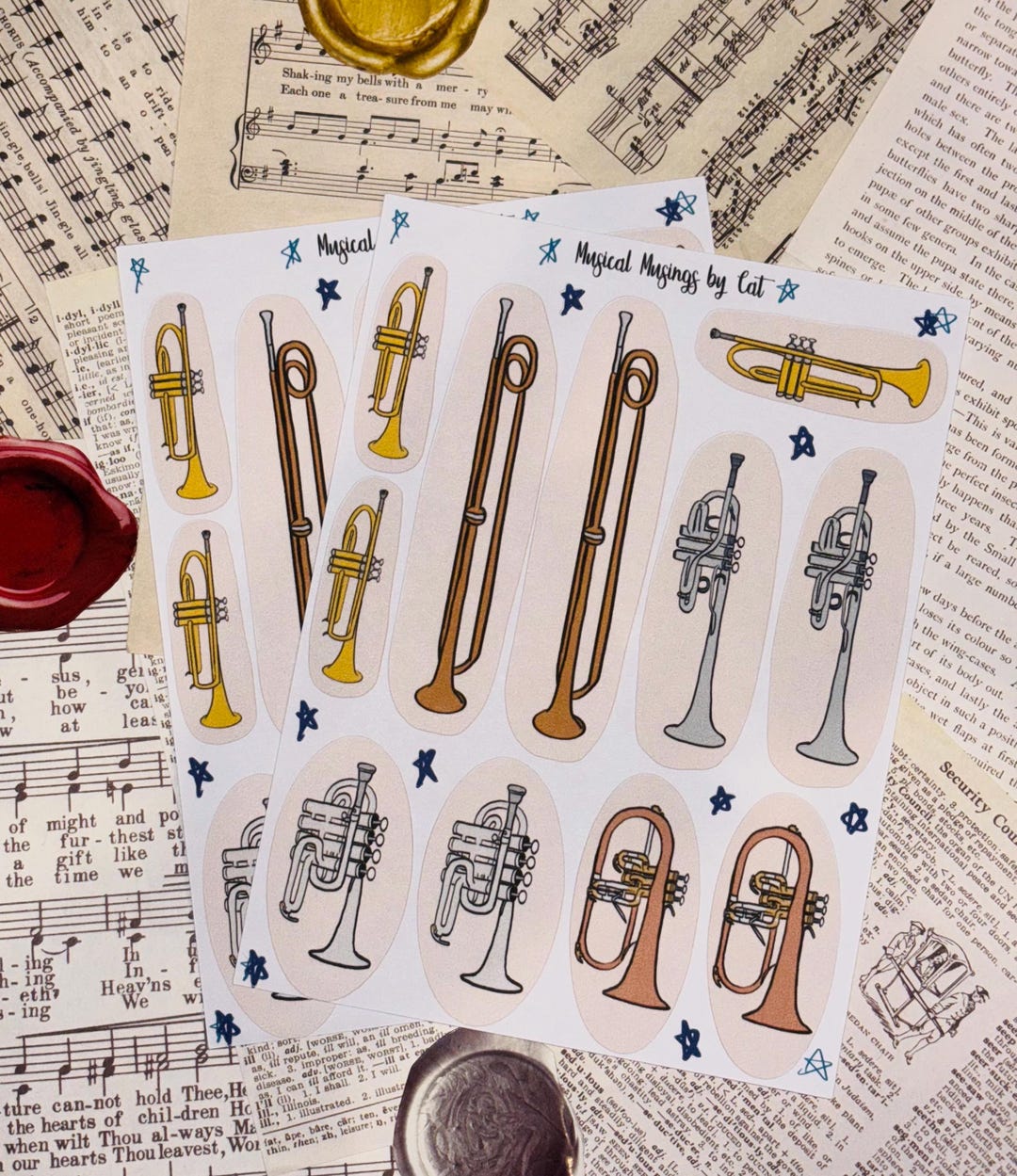 Silver Trumpet Sticker Specialty Trumpet Sticker Sheet (2 Sheets) - Etsy